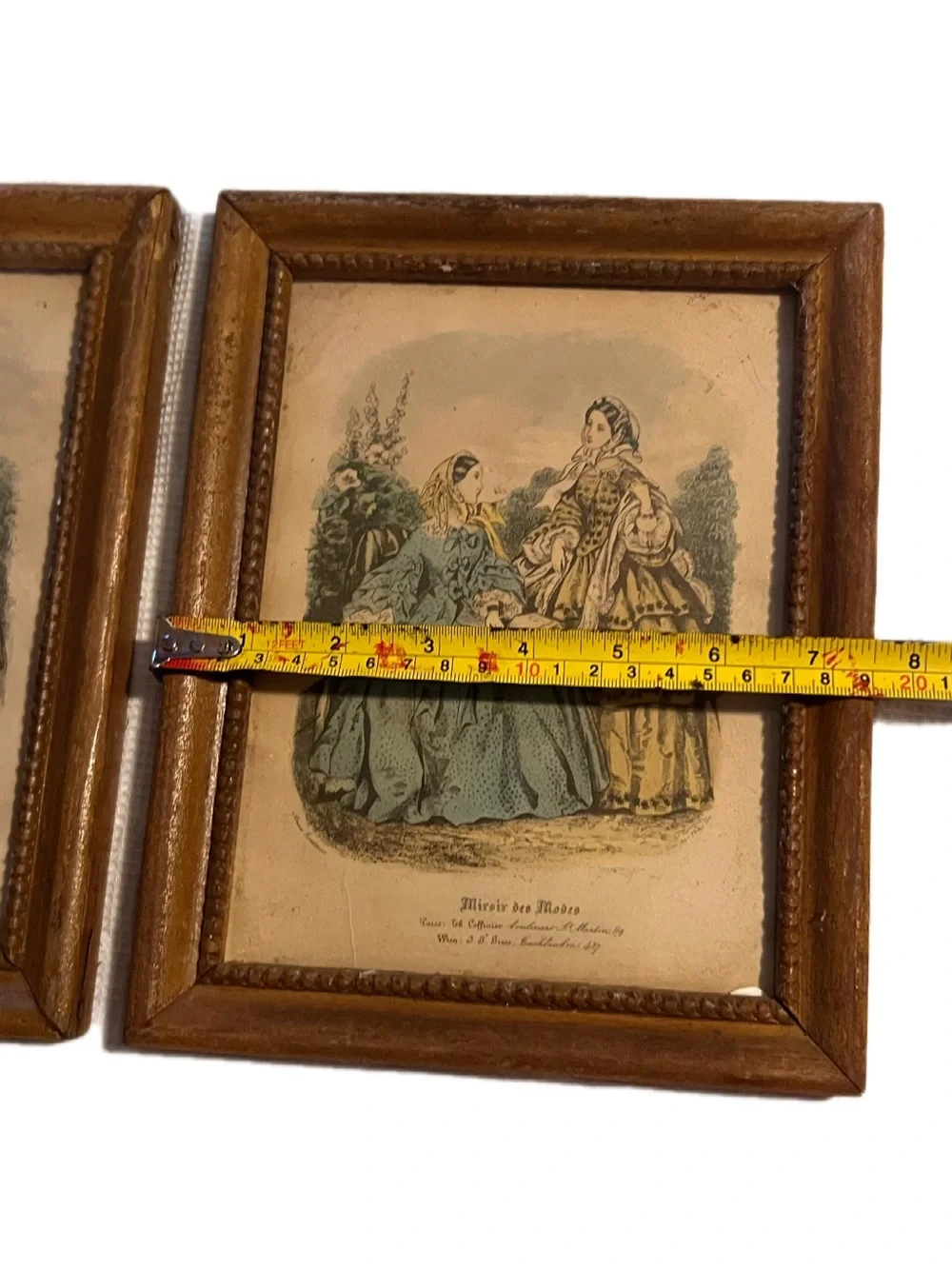 Pair of Antique Miroir des Modes French Fashion Framed Victorian Lithographs
